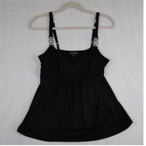 Bebe Vintage Y2K Babydoll Tank Top Women's Small Black Cami 90s Silver Hardware